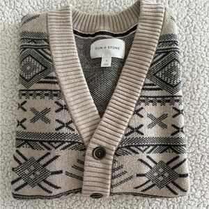 Sun + Stone Men's Cardigan in Beige and Black